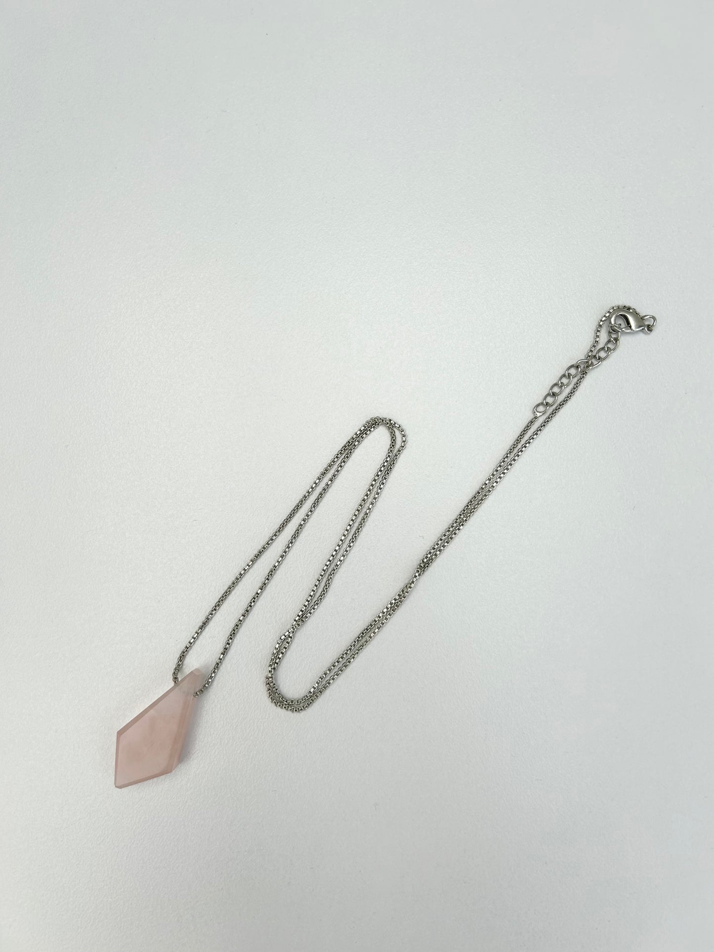 Rose Quartz Kite Shape Pendant on 24'' chain